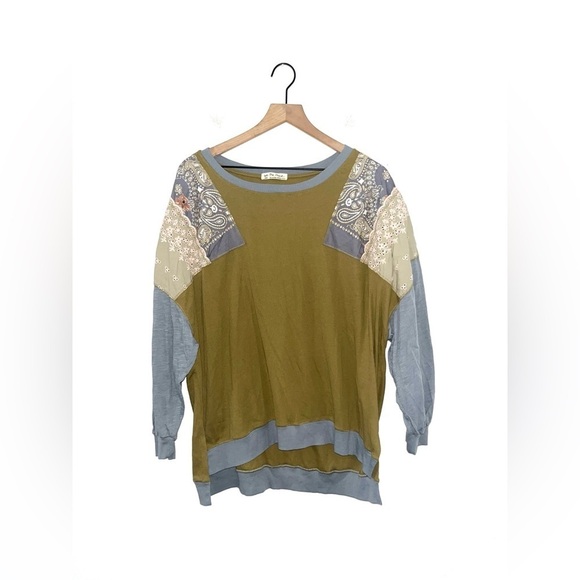 FREE PEOPLE Feelin it Colorblock Army Combo T-Shirt Size L OB1068176 $98 - Picture 5 of 9